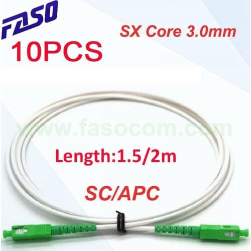10PCS New Arrival 1.5/2/3M SC APC SM G657A1/G657A2 SX Core 3.0mm Milky White LSZH Jacket Fiber Optic Patch Cord