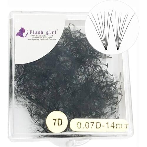 Flash girl 7D 14MM 0.07D/0.07C premade 1000 fans in one box customize private label russia volume bulk lashes wholesale ven