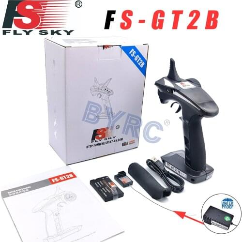 FLYSKY FS-GT2B 2.4G 3CH Gun RC Controller /w receiver, TX battery, USB cable, handle --Upgraded FS-GT2B