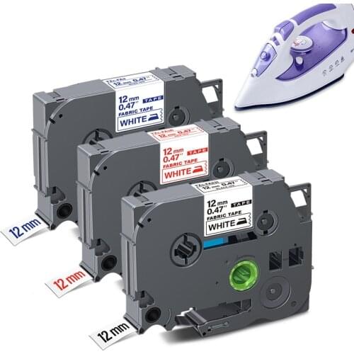 TZe-FA3 TZe-FA231 Compatible for Brother P touch Fabric Iron on label tape TZeFA3 TZ-FA3 12mm Blue on White Label Printers