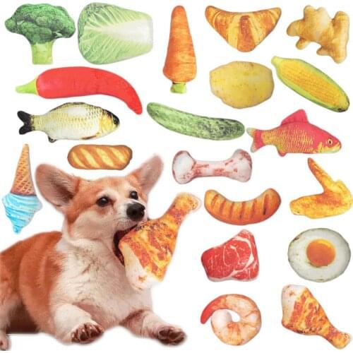 Pet Dog Toys Plush for Small Dogs Soft Squeak Bite Resistant Teeth Chew Simulation Vegetable Meet Perro Supplies Accessories