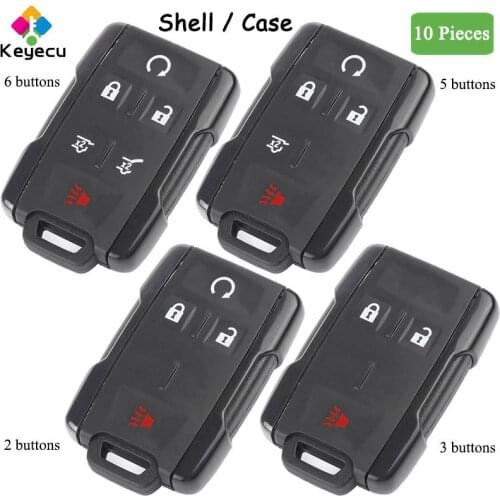 KEYECU 10 Pieces Remote Car Key Shell Case Fob 3 4 5 6 Buttons for Chevrolet Silverado 1500 2500 3500 HD for GMC Tahoe Suburban