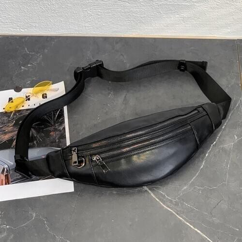 Mens Leather Waist Bags Casual Business Simple Briefcase 2020 New Belt Waist Packs Male Fanny Pack Chest Bag Hip Bum Boy Purse