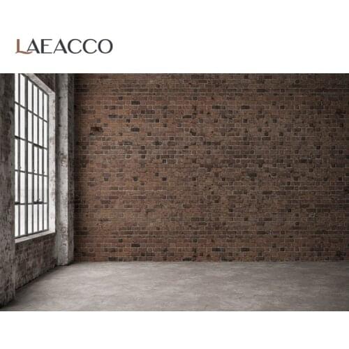 Laeacco Brick Wall Empty Living Room Window Floor Interior Home Decor Pattern Photo Backdrop Photocall Photographic Background