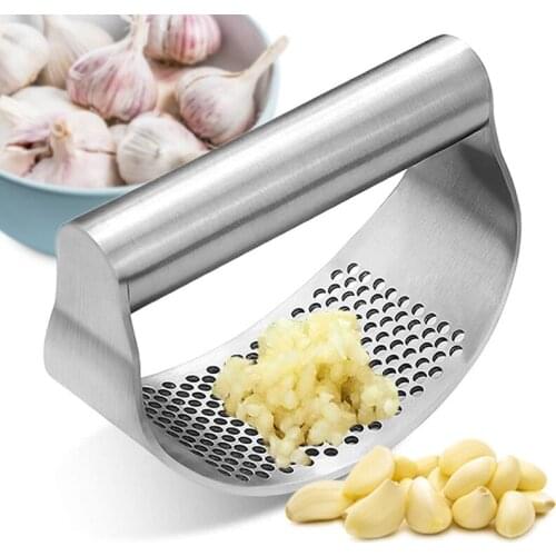 Multi-purpose Manual Garlic Press Curved Garlic Grinding Slicer Chopper Stainless Steel Garlic Presses Cooking Gadgets Tool