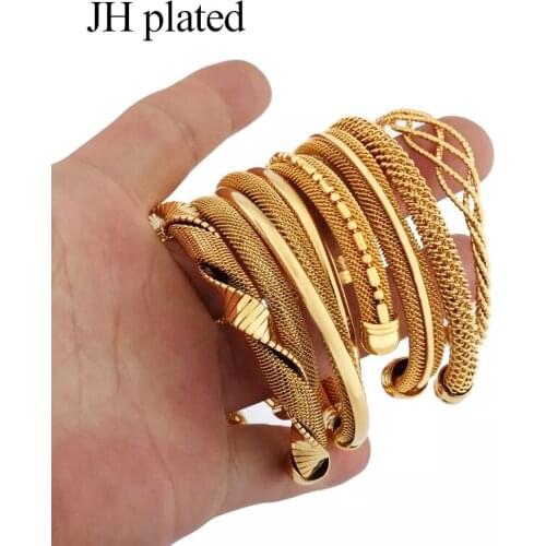 JHplate African Ethiopia Fashion gold color bangles jewelry women Mengifts Stretchable Adjustable size Bracelet Giving friends
