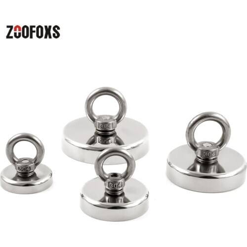 ZOOFOXS Strong Powerful Neodymium Magnet Hook Salvage Sea Fishing Magnets Holder Pulling Mounting Pot with Ring