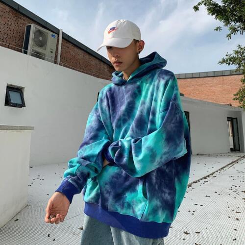 Camo Hoodies Men Fashion Tie Dye Print Casual Hip Hop Hoodie Men Pullover Streetwear Wild Relaxed Sweatshirt Man Hoody M-2XL