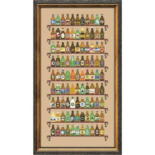 99 Bottles cross stitch kit beer bottle design cotton silk thread 18ct 14ct 11ct linen flaxen canvas embroidery DIY needlework