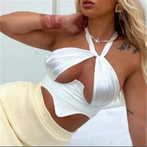 NEW 2021 Women Cutout Crop Tank Tops Sexy Sleeveless Backless Criss Cross Halter Plain Camisole Halter Neck Top Hollow Vest Top