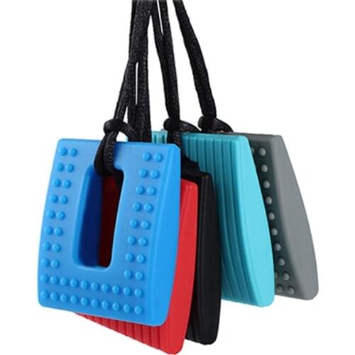 New Baby Silicone Square Textured Chew Necklace Teether Baby Teething Chewelry Sensory Therapy Toys for Autism ADHD Special Need