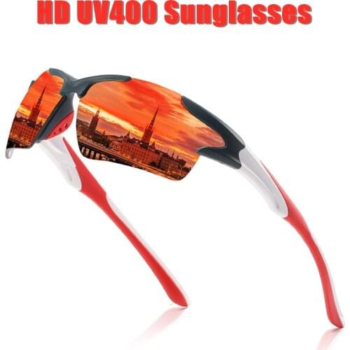 HD Men Mirror Red Sunglasses Black Frame Sports Goggles Women Cycling UV400 Unisex Bicycle Riding 2021 Fashion Sun Glasses