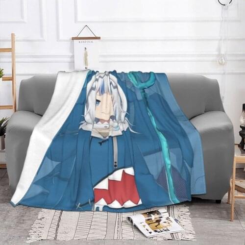 Gawr Gura Blanket Fleece Printed Shark Girls Multifunction Super Soft Throw Blanket for Bedding Couch Quilt