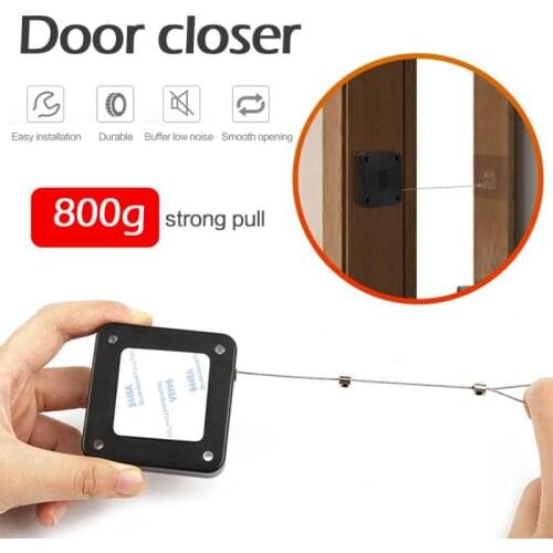 Punch-free Automatic Sensor Door Closer Pull Automatic Door Closer With Drawstring For Bathroom Bedroom Kitchen Door
