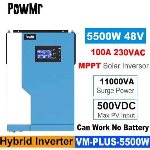 5500W Hybrid Solar Inverter Pure Sine Wave DC 48V 230V Build In MPPT Solar Charge Controller 100A Without Wifi Moudle And CD