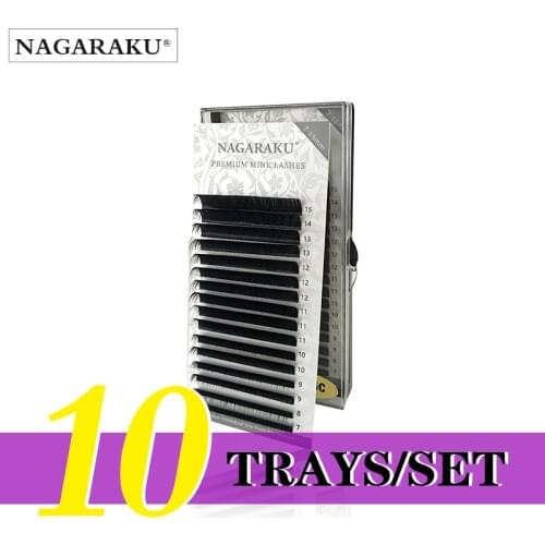 NAGARAKU 10 case/lot Eyelashes Makeup Individual Eyelash 16 Rows Mix 7-15 Natural Soft Mink Lashes Maquillaje Cilios