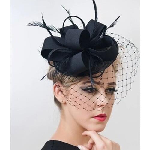 Bride Hat Fascinators Clip Feather Ladies Day Races Wedding Party Wedding Mesh Tiara Women Hair Accessories