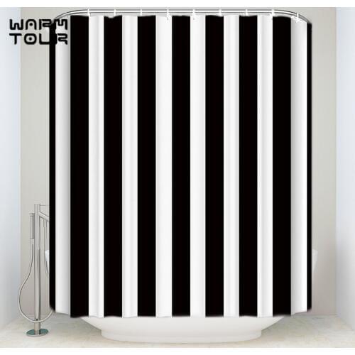 Bath Shower Curtains Black And White Vertical Stripes Mildew-resistant Bathroom Decor Sets with Hooks 54" x 78"