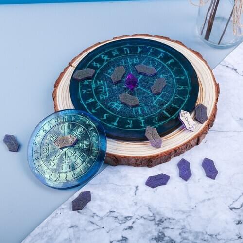 Runs Symbol Resin Mold for Table Gaming Viking Treasure Circle Divination Board DIY Silicone Moulds
