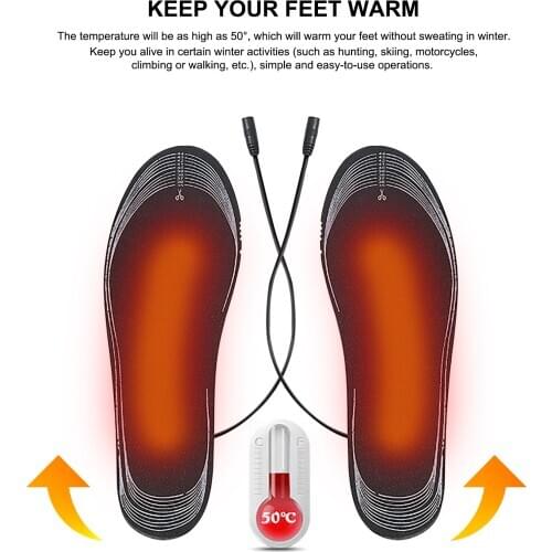 Men Women USB Electric Heating Insole Washable Multifunctional Foot Warmer Sock Pad Mat For Outdoor Skiing Hunting Camping