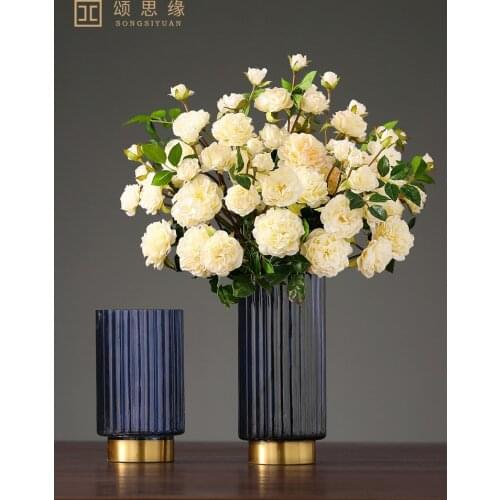 Light luxury glass vase transparent flower arrangement modern simple living room soft decoration Nordic household ornaments