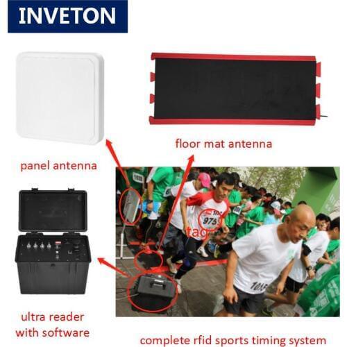 Uhf complete chip raceresult timing software 4/8ports rfid ultra reader wristband rfid tag marathon running timing mat antenna
