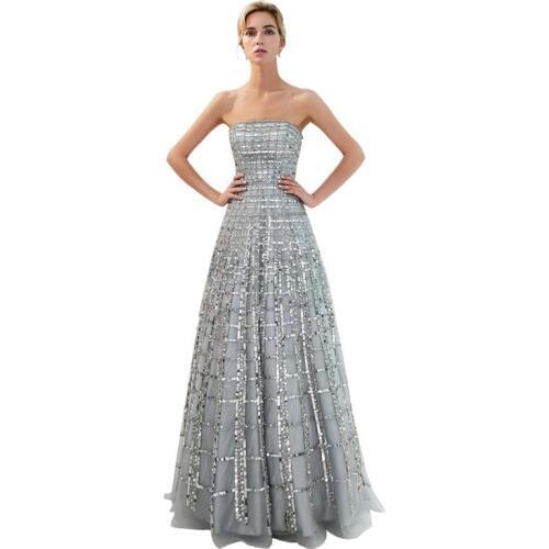 High Quaity Squined Off the Shoulder Backless A-Line Floor Length Party Dress Robe de soiree Vestido de noche