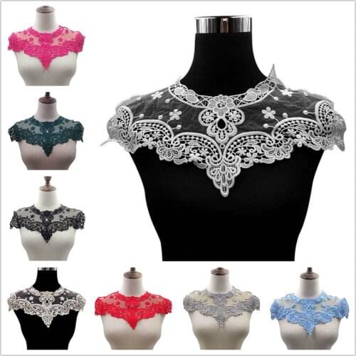 1Pcs Flower Leaf Embroidery Collar Lace Neckline Collar Applique Trim Fabric DIY Sewing Supplies Costume Decoration Accessories