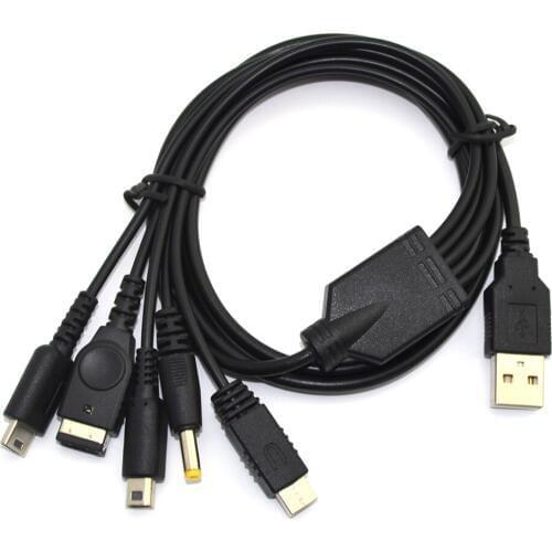 10pcs 5 in1 USB Charger Charging Cable Cords for Nintendo for PSP for WIIU for GBA for SP Game Console