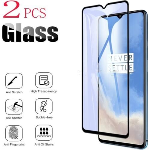 2PCS For OnePlus 7T Screen Protector Case Full Glue Tempered Glass Protective Cover On HD1901, HD1903, HD1900, HD1907, HD1905
