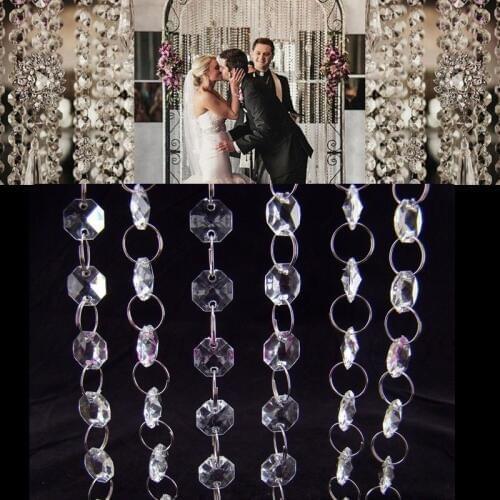 33FT Crystal Clear Acrylic Bead Garland Chandelier Hanging Wedding Party Decoration Jewelry