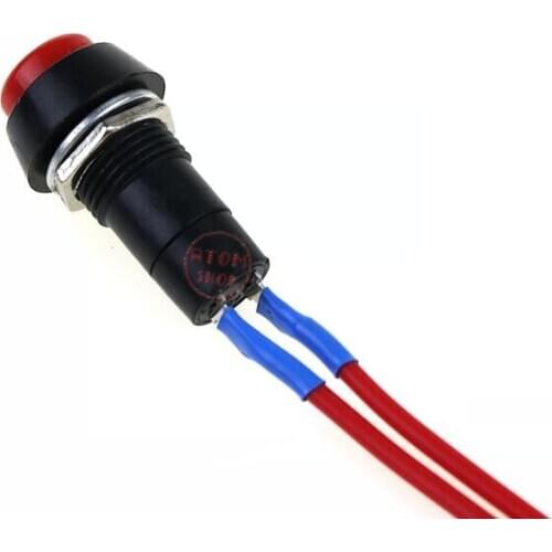 5pcs PBS-11B 2PIN 12mm Red Self-Lock ON OFF Push Button Momentary Switch with cord 3A 150V