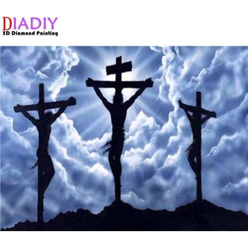 5D Diy Diamond Painting Religious Cross Landscape Diamond Embroidery Jesus Christian Religiou Icons Diamond Mosaic Cross Stitch