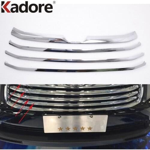 For Toyota Highlander 2014 2015 ABS Chrome Front Center Grill Grille Moulding Cover Protector Racing Grills Car Trim Accessories
