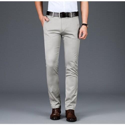 2021 High Quality Mens Casual Pants Summer Tencel Thin High Waist Elastic Straight Slim Pants Business Mens Casual Pants