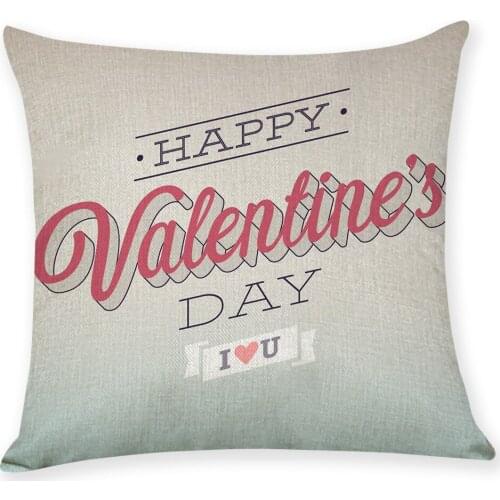 Valentines Day Cotton Linen Throw Pillow Case Cover New Home Office Decorative