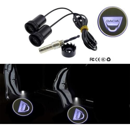 2pcs/set Dacia Duster Logan 2 Mcv Sandero Stepway Car Door Laser Shadow Projector Welcome Led Logo Light Lamp