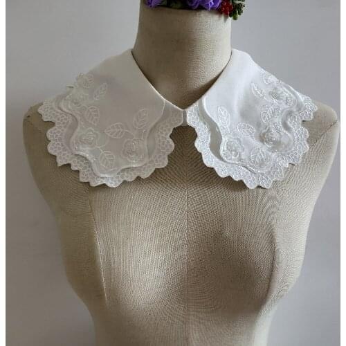 Decorative craft applique fake collar can be sewn buttons double layer rhinestone lace shirt collar neckline sunscreen fabric