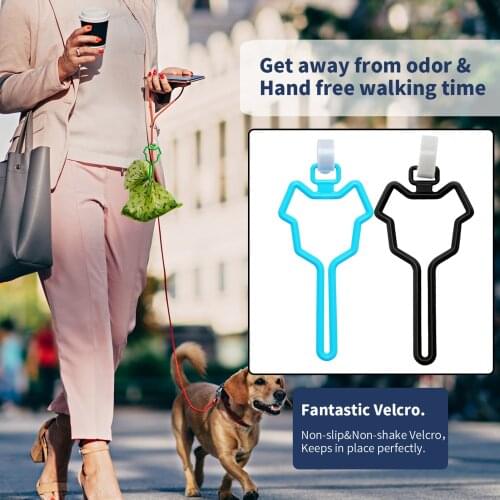 2 Pack Dog Poop Bag Holder with Touching Fasteners Attachment Hands Free Waste Bag Carrier for Leash UD88