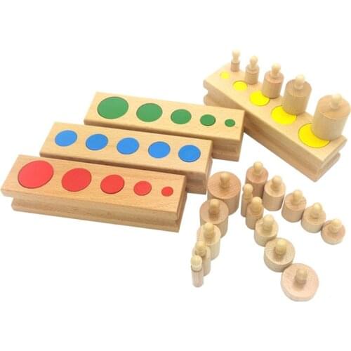 Montessori Kids Toy Baby Wooden Cylinder Block Set Montessori Materials Learning Educational Toys for Kids Birthday Gift ME2164H