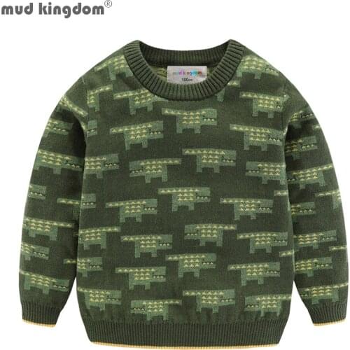 Mudkingdom Little Boys Sweater 2020 Autumn Long Sleeve Pullover Kids Clothes Cartoon Crocodile Knitted Tops Casual Sweater