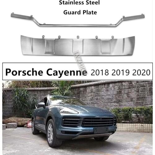 For Porsche Cayenne 2018 2019 2020 Front + Rear Bumper Diffuser Stainless steel Bumpers Guard skid plate car accessories