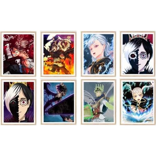 Assorted Anime Character Asta Noelle Black Clover Art Prints Poster,Wall Decor,8 x 10 Inches,No Frame,8PCS