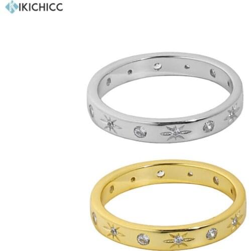 KIKICHICC 925 Sterling Silver Gold Star Round Hole Women Resizable Ring Geometric Irregular Rings Adjustable Women Fine Jewelry