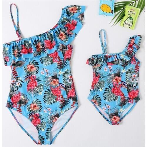 Mississippi Printing Pattern Mother Kids Swimwear Ruffles Lace Sleeveless Girl Swimsuit for Toddler Girls One-piece Bathing Suit