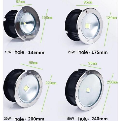 Buried Lamp LED Underground Lamp 10W/20W/30W/50W AC85-265V COB LED Inground Light IP67 Warm/Red/Green/Blue LED Underground Light