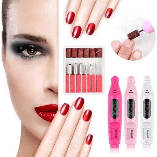 1Set Professional Electric Nail Drill Machine Manicure Machine Nail Art Pen Pedicure Nail Art Tools Mill Cutter Remove Dead Skin