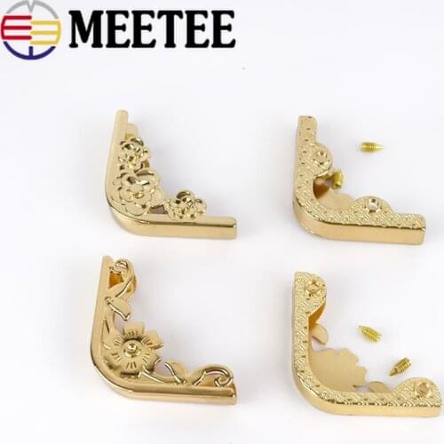 Meetee 4/10pcs 35X46mm Bag Corner Protector Metal Buckles for Books Photo Menus Corners Clip Hook DIY Luggage Hardware Accessory