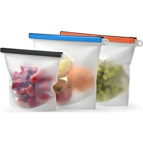 Reusable Silicone Vacuum Seal Food Fresh Bag Fruit Meat Milk Storage Containers Refrigerator Bag Ziplock Kitchen Organizer
