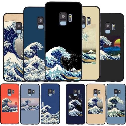 Kanagawa black Soft phone Case For Samsung S20 S10 S9 S8 S7 edge Plus Lite For Note 8 9 10 A6 A7 A8 A9 2018 Cover